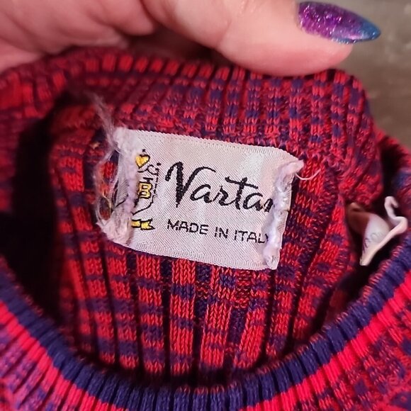 Mens Vintage Vartan Italy Short Sleeve Ribbed Shirt 100% Cotton Poolside Mobster - Picture 3 of 6